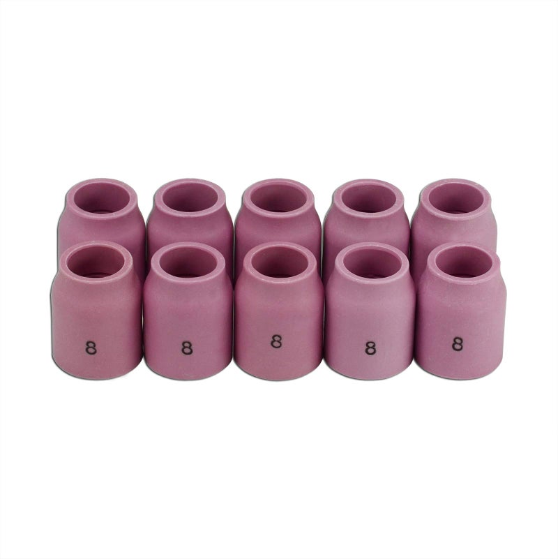 RIVERWELD TIG Gas Lens Alumina Nozzle Ceramic Cups 53N61S 8# 1/2" 12.5mm for PTA DB SR WP 9 17 18 20 25 26 TIG Welding Torches Pack of 10 - Image 1